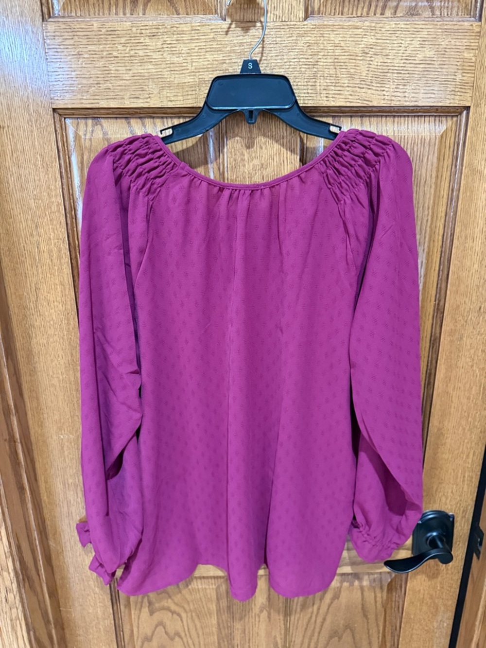 Jessica Simpson Raspberry Smocked-Yoke Blouse - Picture 4 of 5